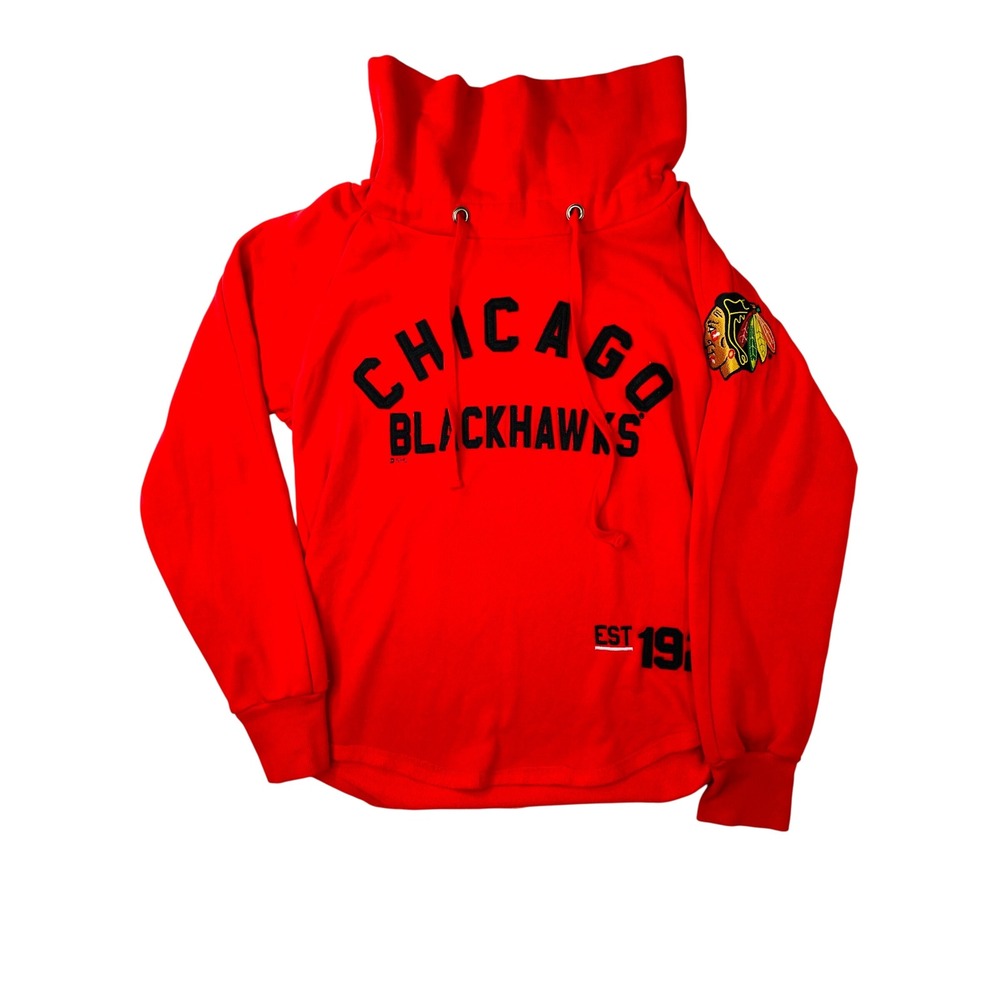 Soft As A Grape Chicago Blackhawks NHL Funnel Neck Sweatshirt Red Large L 1926